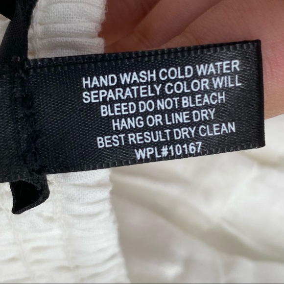 Aqua NWT Ruffled Strap Mini Dress Sleeveless Smocked Linen Blend White Large New - Picture 11 of 13